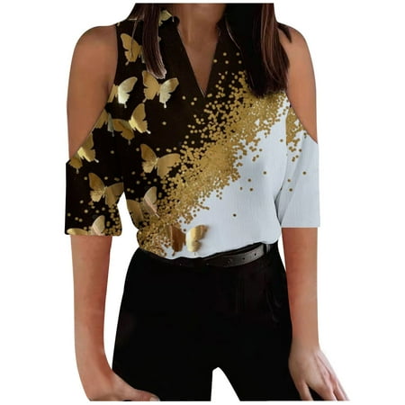 Hfyihgf Women Fashion Cold Shoulder Tops Graphic Printed Short Sleeve Notch V Neck Work Shirts Elegant Casual Loose Blouses(Yellow XL)
Hfyihgf Women Fashion Cold Shoulder Tops Graphic Printed Short Sleeve Notch V Neck Work Shirts Elegant Casual Loose Blouses(Yellow XL)