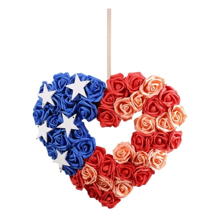 Hanging Ornament Heart Shaped Artificial Rose Wreath Pendant Wall Decor for Independence Day
Hanging Ornament Heart Shaped Artificial Rose Wreath Pendant Wall Decor for Independence Day