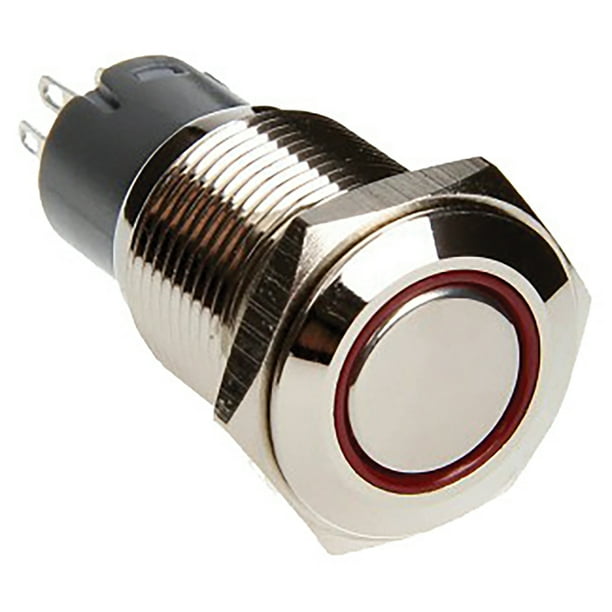 Street Vision SVLED16MMR 16Mm Chrome Momentary Switch Red*Each*