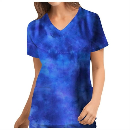 EINCcm Women Scrub Tops Print Scrub Tops Women s Tie-dye Print Short Sleeve V-neck Top Work Uniform Color Pocket Top Blue XL
EINCcm Women Scrub Tops Print Scrub Tops Women s Tie-dye Print Short Sleeve V-neck Top Work Uniform Color Pocket Top Blue XL