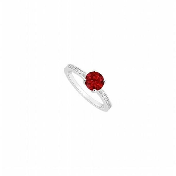 UBJS3000AW14DR-110RS7.5 Ruby & Diamond Engagement Ring 14K White Gold, 0.50 CT - Size 7.5