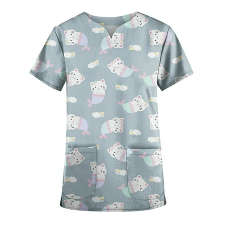 KSCYKKKD Womens Tops Plus Size Cute Printed Scrub Working Uniform Tops for Womens V Neck Short Sleeve Fun T-shirtss Workwear Tee with Pockets White L
KSCYKKKD Womens Tops Plus Size Cute Printed Scrub Working Uniform Tops for Womens V Neck Short Sleeve Fun T-shirtss Workwear Tee with Pockets White L