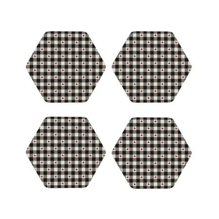 Pofeuu Black Plaid Heart Print Coasters for Drinks 4Pack PU Leather Coasters Bar Drink Coasters for Tabletop Protection Furniture from Damage-Hexagon
Pofeuu Black Plaid Heart Print Coasters for Drinks 4Pack PU Leather Coasters Bar Drink Coasters for Tabletop Protection Furniture from Damage-Hexagon