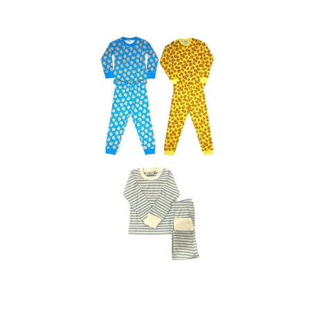 BenBen - 3 Pack Kids Pajamas Boys - Cookies Waffles Blue Stripes