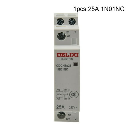 Fule 1PCS 2 Pole 4 Pole 25 Amp NO/NC/NO+NC ACContactor Normally Open DIN Rail