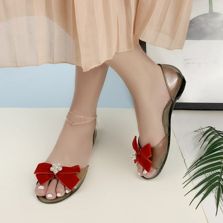 YOUSNH Ladies Summer Pearl Bow Jelly Beach Large Size Flat Transparent Sandals Single Shoes Summer Sandals for Women 2024 Red 6.5(37)
YOUSNH Ladies Summer Pearl Bow Jelly Beach Large Size Flat Transparent Sandals Single Shoes Summer Sandals for Women 2024 Red 6.5(37)