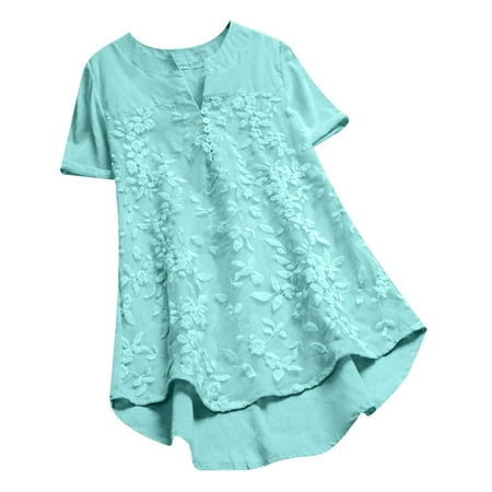 Women Summer Casual Loose Lace Embroidery Patchwork Solid Short Sleeve V Neck Tops Blouse Plus Size Loose Fit Sweatshirt Pullover
Women Summer Casual Loose Lace Embroidery Patchwork Solid Short Sleeve V Neck Tops Blouse Plus Size Loose Fit Sweatshirt Pullover