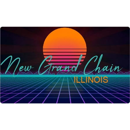 New Grand Chain Illinois 4 X 2.25-Inch Fridge Magnet Retro Neon Design