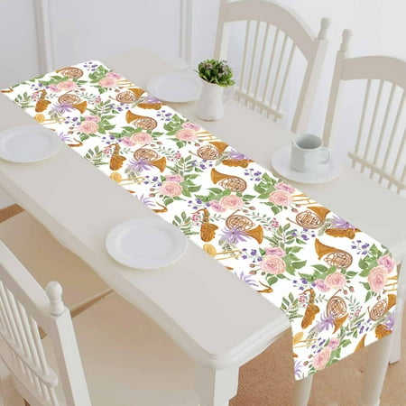 PKQWTM Golden French Horns Beautiful Rose Flowers Cotton and Linen Table Runner Kitchen Dining Room Supplies Size 14x72 Inch
PKQWTM Golden French Horns Beautiful Rose Flowers Cotton and Linen Table Runner Kitchen Dining Room Supplies Size 14x72 Inch