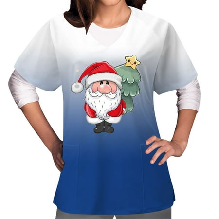 Christmas Scrub Tops Women Gnome Print Short Sleeve Nurse Uniforms Workwear Scrubs Comfy Scrub Shirts with Pockets
Christmas Scrub Tops Women Gnome Print Short Sleeve Nurse Uniforms Workwear Scrubs Comfy Scrub Shirts with Pockets