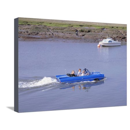1965 Amphicar on Beaulieu river Stretched Canvas Print Wall Art