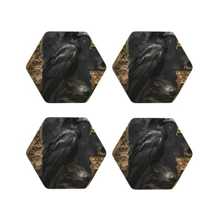 Yiaed Gothic Raven Portrait Print Leather Coasters for Drinks - Cup Coasters Coffee Table Kitchen Table Bar Home & Office Gifts Handmade Drink Coasters-Hexagon
Yiaed Gothic Raven Portrait Print Leather Coasters for Drinks - Cup Coasters Coffee Table Kitchen Table Bar Home & Office Gifts Handmade Drink Coasters-Hexagon