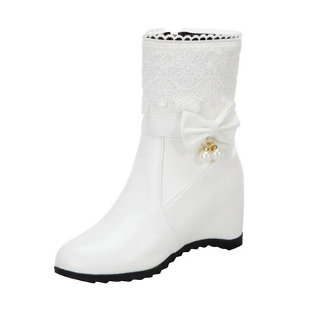 TAIAOJING Women s Boots Ladies Solid Color Side Zip Lace Pearl Bow Inner Boosting Middle Boots Fashion Shoes
TAIAOJING Women s Boots Ladies Solid Color Side Zip Lace Pearl Bow Inner Boosting Middle Boots Fashion Shoes