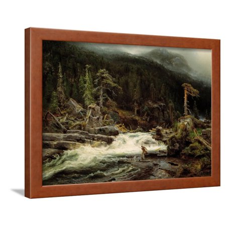 Waterfall in Telemark Framed Print Wall Art By August Cappelen