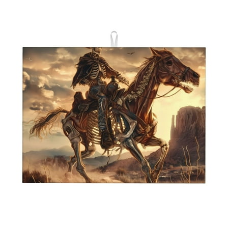 Adobk Western Skeleton Cowboy Horse Dish Drying Mat for Kitchen Counter Absorbent Microfiber Drying Pad Reusable Washable Large 18 x24
Adobk Western Skeleton Cowboy Horse Dish Drying Mat for Kitchen Counter Absorbent Microfiber Drying Pad Reusable Washable Large 18 x24