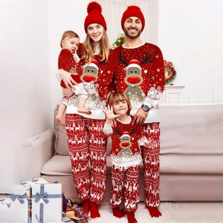 SILVERCELL Christmas Deer Print Long Sleeve and Long Pants Family Pajamas Outfit for 3-18M Infant 2-10T Kids and Adult
SILVERCELL Christmas Deer Print Long Sleeve and Long Pants Family Pajamas Outfit for 3-18M Infant 2-10T Kids and Adult