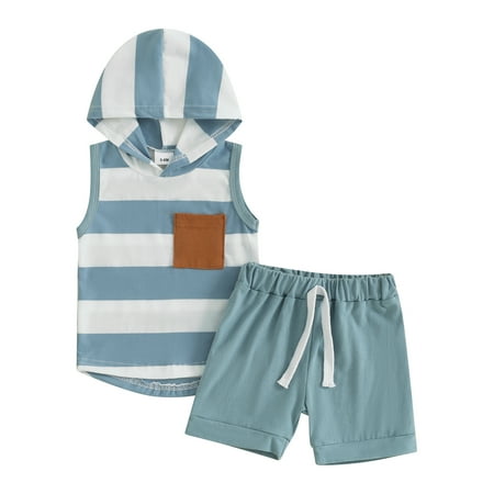 Bagilaanoe 2pcs Toddler Baby Boy Shorts Set Striped Sleeveless Hooded Tank Tops + Shorts 6M 12M 18M 24M 3T Kids Casual Summer Clothes
Bagilaanoe 2pcs Toddler Baby Boy Shorts Set Striped Sleeveless Hooded Tank Tops + Shorts 6M 12M 18M 24M 3T Kids Casual Summer Clothes