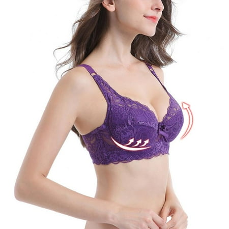 Women Plus Size Sexy Bra lace Underwire Push-up and Panty Underwire Steel Bra Gathered Bra 34B-46C