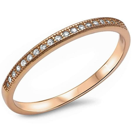 Gold-Tone Sterling Silver Clear CZ Stackable Ring Size 5