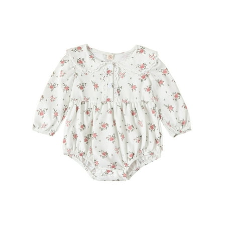 CIYCuIT Infant Baby Girl Bubble Romper Floral Print Lace Patchwork Doll Collar Long Sleeve Bodysuit Newborn Cute Spring Fall Daily Clothes 0-12 Months
CIYCuIT Infant Baby Girl Bubble Romper Floral Print Lace Patchwork Doll Collar Long Sleeve Bodysuit Newborn Cute Spring Fall Daily Clothes 0-12 Months