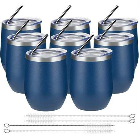 12oz 8 Pack Wine Tumbler with Lid Stemless Insulated Wine Glasses Double Wall Vacuum Stainless Steel Travel Tumbler for Cold & Hot Drinks Wine Coffee Cocktails Navy
12oz 8 Pack Wine Tumbler with Lid Stemless Insulated Wine Glasses Double Wall Vacuum Stainless Steel Travel Tumbler for Cold & Hot Drinks Wine Coffee Cocktails Navy