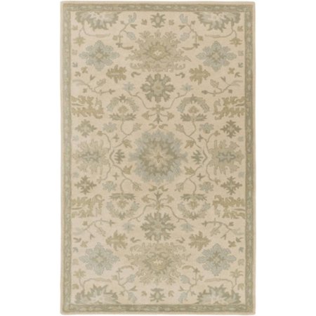 6' x 9' Classical Caesar Sand Brown and Olive Green Wool Area Throw Rug