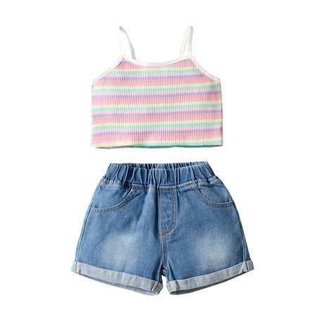 KIMI BEAR Newborn Baby Girls Outfits 6 Months Newborn Girls Summer Outfits 9 Months Newborn Girls Sweet Pink Pit Stripe Suspender Top + Denim Shorts 2PCs Set
KIMI BEAR Newborn Baby Girls Outfits 6 Months Newborn Girls Summer Outfits 9 Months Newborn Girls Sweet Pink Pit Stripe Suspender Top + Denim Shorts 2PCs Set