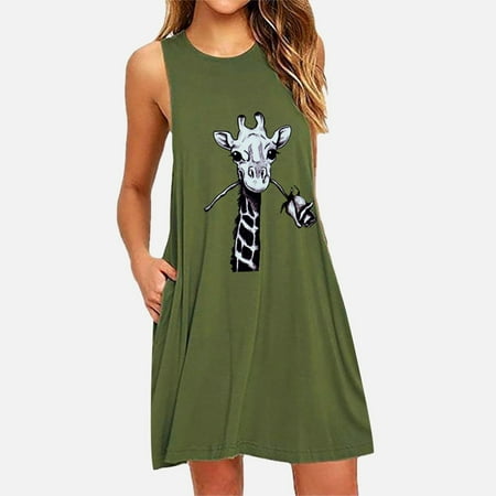 XIAOFFENN Fashion Womens O-Neck Pocket Printing Sleeveless Casual Nightdress Dresses
XIAOFFENN Fashion Womens O-Neck Pocket Printing Sleeveless Casual Nightdress Dresses
