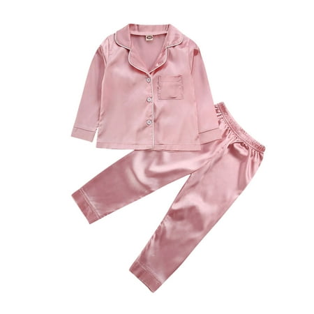 Shuttle tree Toddler Baby Satin Silk Pjs Set Long Sleeve Button Tops + Pants Solid Color Outfits
Shuttle tree Toddler Baby Satin Silk Pjs Set Long Sleeve Button Tops + Pants Solid Color Outfits