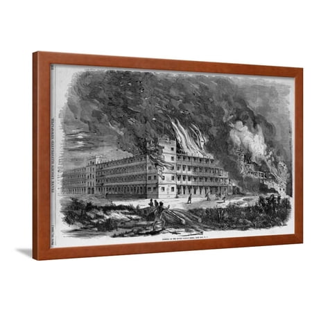 Burning of the Mount Vernon Hotel, Cape May, N. J.. Framed Print Wall Art