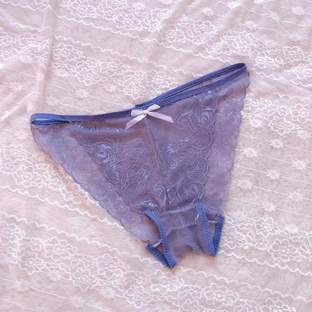 YIWEI Women Sexy Lingerie Lace Underwear Panties Brief Bikini Knickers Thongs G-String Gray XL