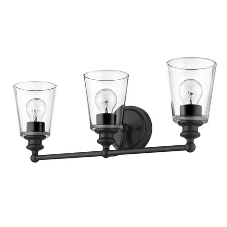 Homeroots Three Light Matte Black Glass Shade Wall Sconce / EA