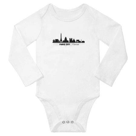 

Paris City France Silhouette Funny Baby Long Sleeve Bodysuit Boy Girl Unisex (White 12-18M)