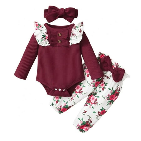 Infant Baby Girl Clothes 3-24 Months Spring & Autumn Outfits Sets Floral Ruffle Romper Long Sleeve Floral Pants Headband 3PCS
Infant Baby Girl Clothes 3-24 Months Spring & Autumn Outfits Sets Floral Ruffle Romper Long Sleeve Floral Pants Headband 3PCS