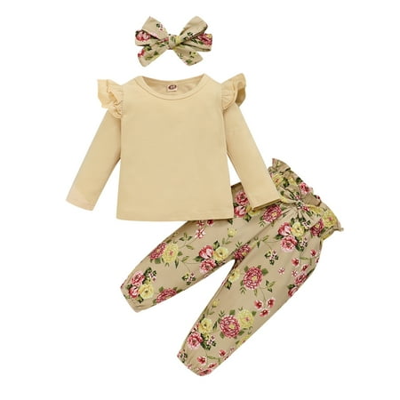 Kucnuzki 18 Months Baby Girl Fall-Winter Outfits Pants Sets 24 Months Long Sleeve Solid Color Cozy Tops Elastic Floral Prints Pants Headband 3PCS Set Yellow
Kucnuzki 18 Months Baby Girl Fall-Winter Outfits Pants Sets 24 Months Long Sleeve Solid Color Cozy Tops Elastic Floral Prints Pants Headband 3PCS Set Yellow