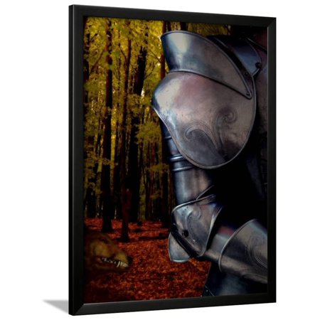 The Fox Hunts the Knight in Armor in the Forest Framed Print Wall Art By Abdul Kadir Audah