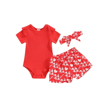 Imcute Valentine s Day Baby Girls Clothes Ribbed Short Sleeve Romper+Heart Print Shorts+Headband Outfits
Imcute Valentine s Day Baby Girls Clothes Ribbed Short Sleeve Romper+Heart Print Shorts+Headband Outfits