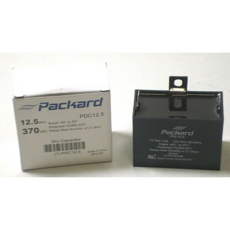 Packard PDC12.5 HVAC Dry Motor Run Capacitor. 12.5 MFD/UF 370 Volts