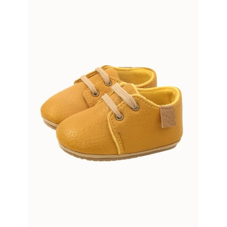 Fanvereka Baby Boys Girls Leather Sneakers Non-Slip Rubber Sole Crib Shoes Oxford Loafers