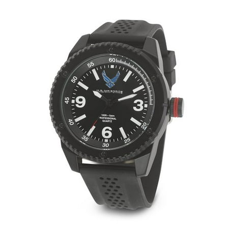 Wrist Armor Men's U.S. Air Force C20 Watch, Black and White Dial, Black Rubber Strap