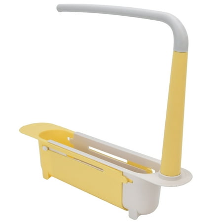 Telescopic Sink Storage Rack Large Capacity Telescopic Sink Rack Pulling Humanized Design Ventilation Drainage For Home For Kitchen Yellow
