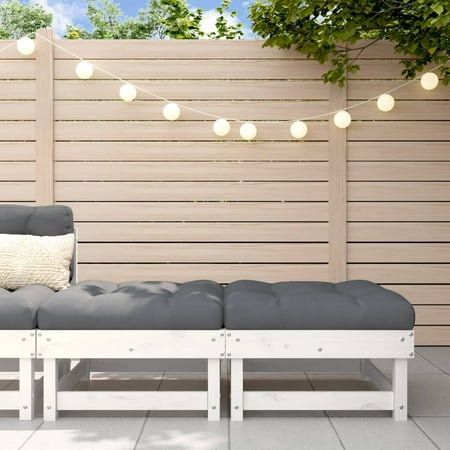 Aibecy Patio Footstools with Cushions 2pcs White Solid Wood Pine