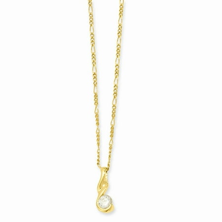 18in Gold-plated Round CZ Necklace. Lovely Leatherrete Gift Box Included