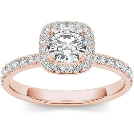 1 Carat T.W. Diamond Cushion-Shape Single Halo 14kt Rose Gold Engagement Ring