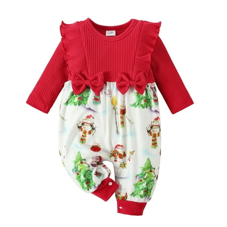 U·nikaka Newborn Baby Girl Clothes Christmas Tree Snowman Printing Ruffles Romper Sleep and Play Pajamas 0-18M
U·nikaka Newborn Baby Girl Clothes Christmas Tree Snowman Printing Ruffles Romper Sleep and Play Pajamas 0-18M