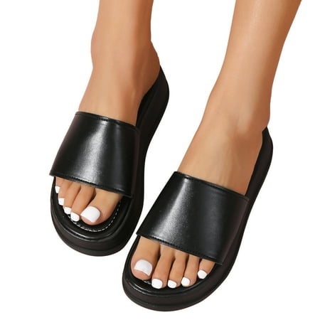 ZIZOCWA Thick Bottom Flat Ladies Slippers Fashion Summer Solid Color Leather Open Toe Roman Slippers Womens Sandals Platform Beach Shoes Black Size7.5
ZIZOCWA Thick Bottom Flat Ladies Slippers Fashion Summer Solid Color Leather Open Toe Roman Slippers Womens Sandals Platform Beach Shoes Black Size7.5