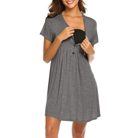 VBXOAE Fashion O-Neck Solid Buttons Short Sleeve Pregnant Woman Dress Maternity Dress
VBXOAE Fashion O-Neck Solid Buttons Short Sleeve Pregnant Woman Dress Maternity Dress