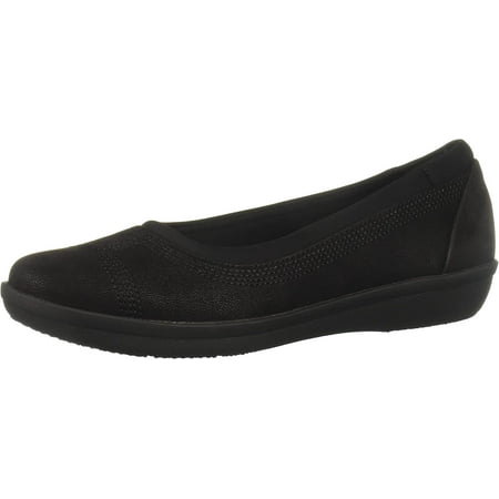 Clarks Women s Ayla Low Ballet Flat 12 Wide Black Synthetic Nubuck