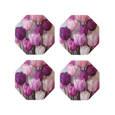 Tideii Purple And Pink Tulip Bouquet for Leather Coasters 4 Pieces Anti-fouling and Anti-scalding Decorative Coasters Suitable for Restaurants Kitchens Coffee Shops-Octagon
Tideii Purple And Pink Tulip Bouquet for Leather Coasters 4 Pieces Anti-fouling and Anti-scalding Decorative Coasters Suitable for Restaurants Kitchens Coffee Shops-Octagon