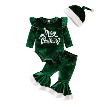 JYnXIANTI Baby Girl 3 Piece Set Christmas Outfit Fashion Ruffle Long Sleeve Romper Bell Bottoms Pants Newborn Fall Clothes with Hat
JYnXIANTI Baby Girl 3 Piece Set Christmas Outfit Fashion Ruffle Long Sleeve Romper Bell Bottoms Pants Newborn Fall Clothes with Hat